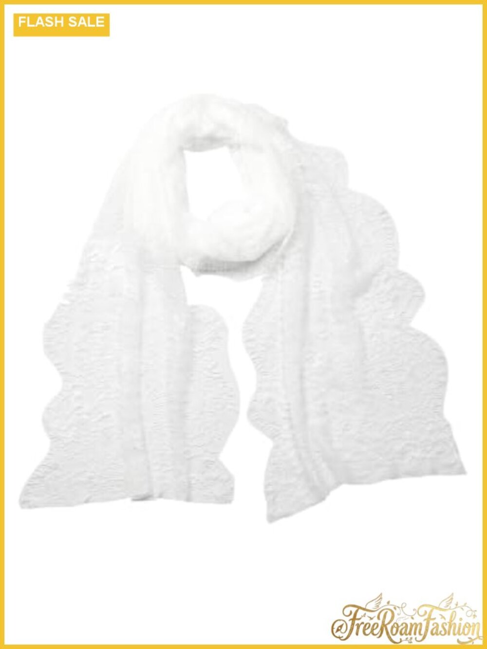 Long Lace Neck Scarf with Fringe Tassels for Wedding Bridal 118 Inch